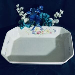 Sarma Studios Baking Casserole 13.5x10 Dish Micro & Oven Vitorian Flowers VTG